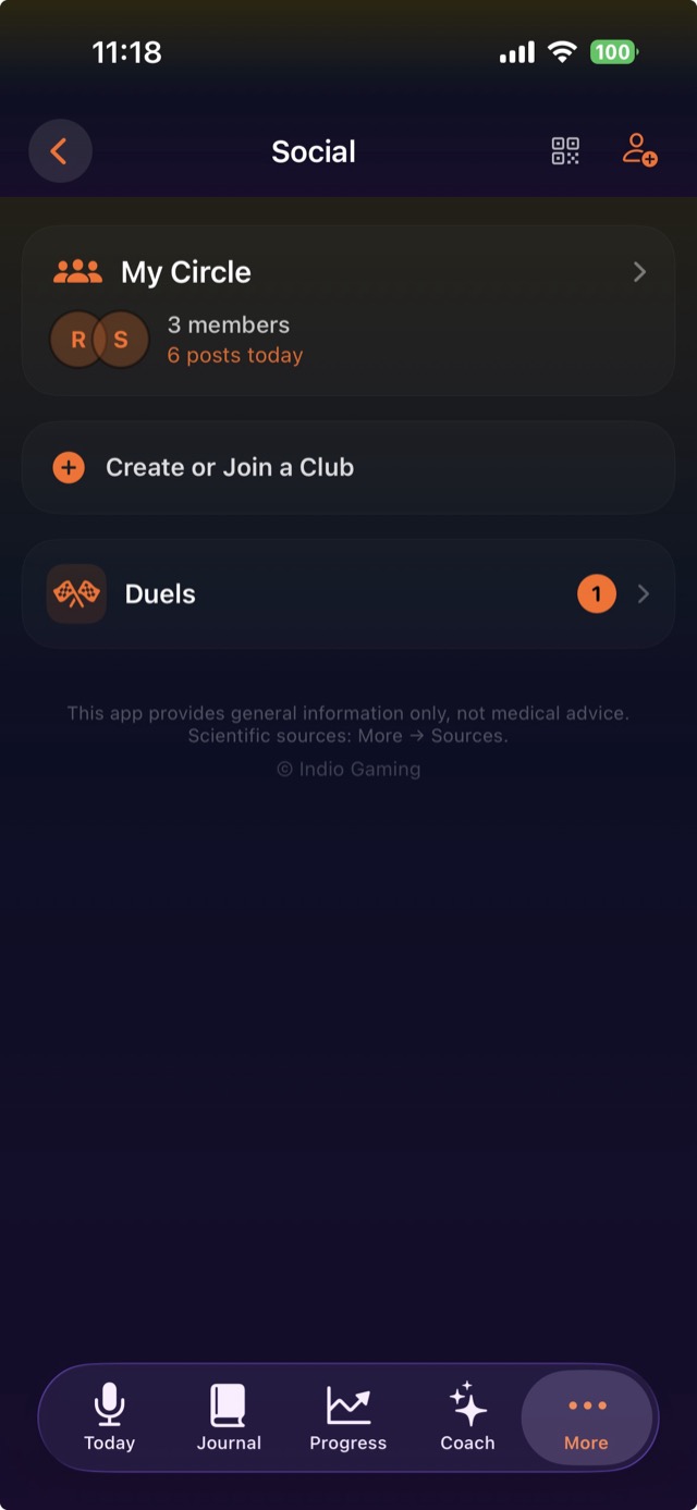 Social circle and 1-on-1 duels with friends